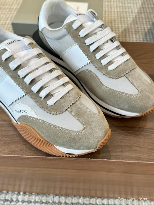 2025 Unisex TOM FORD White Grey Black Leather Suede Sneakers LY00360(F)/LY00370(M)