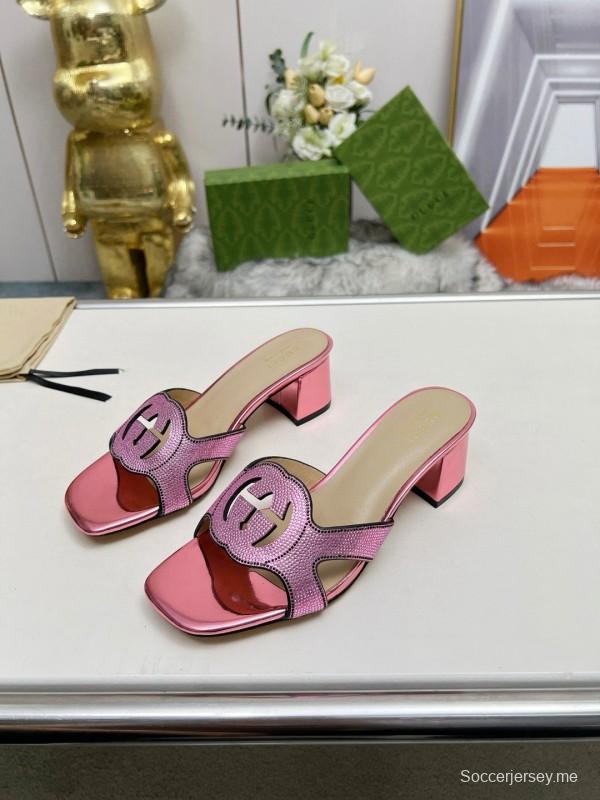 2025 Gucci Pink Leather Slippers