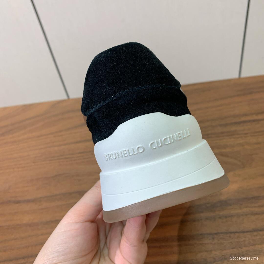 2025 Women Brunello Cucinelli Black Rose Gold Mesh Suede Leather Sneaker