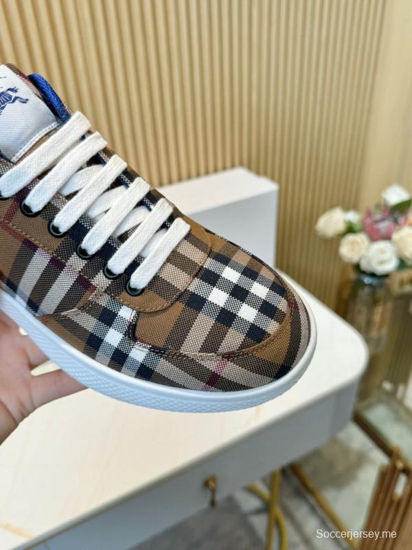 2024 Men Burberry Brown Black White Canvas Casual Sneakers MJ00320