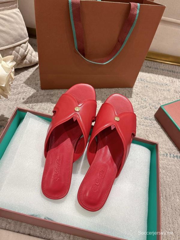 2025 Slippers LP Red Leather Slippers LY00270