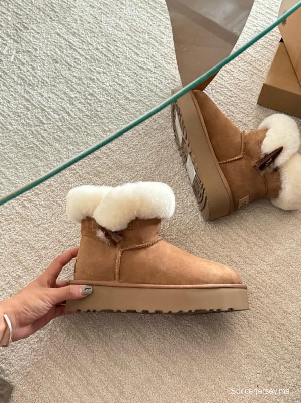 2024 Women UGG Antelope Brown Suede Shearling Short Boots MJ00170
