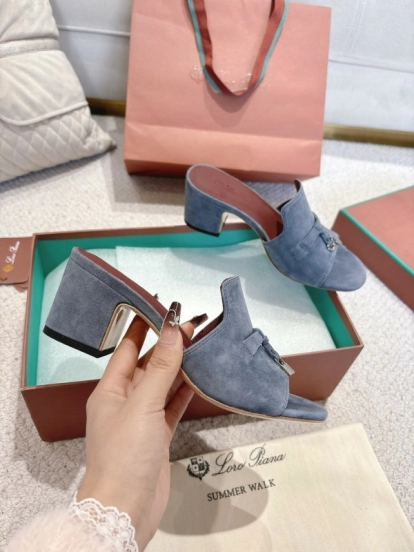 2025 Women LP Blue Suede Sandals