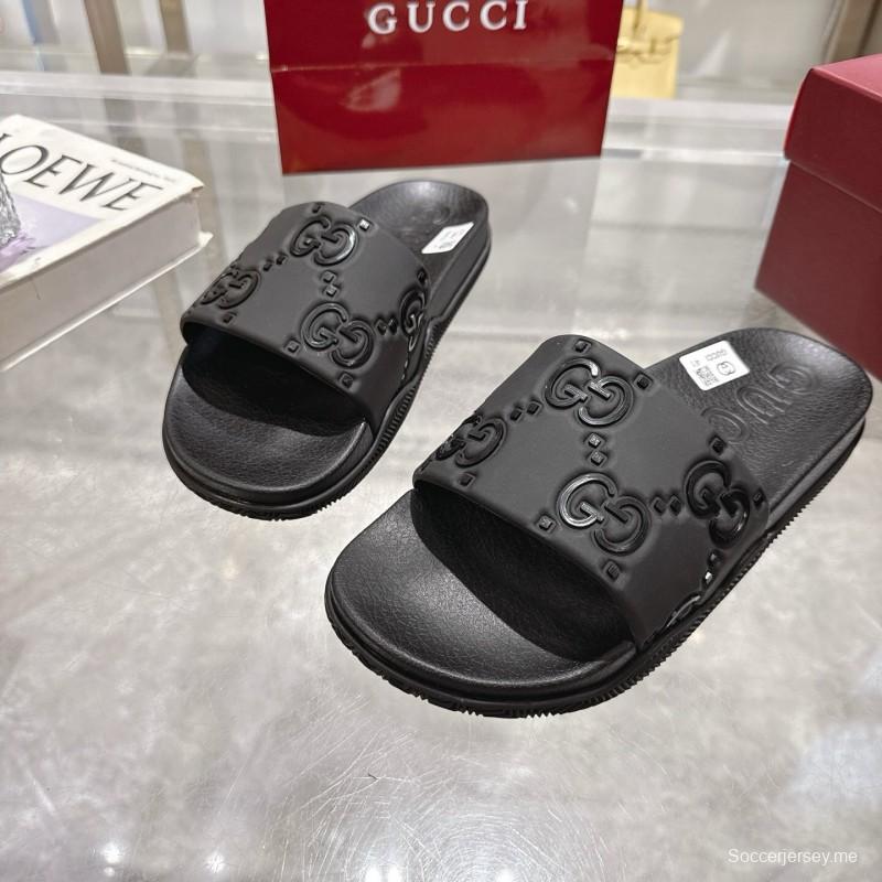 2025 Gucci Black Rubber Slippers