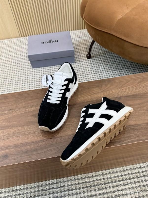 2025 Unisex HOGAN Black White Suede Leather Sneakers