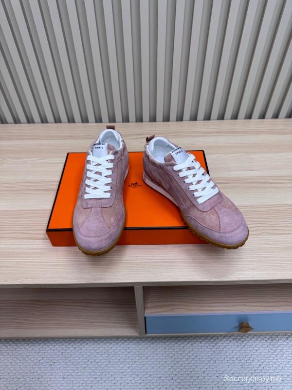 2025 Women Hermès Pink Suede Sneakers LY00310