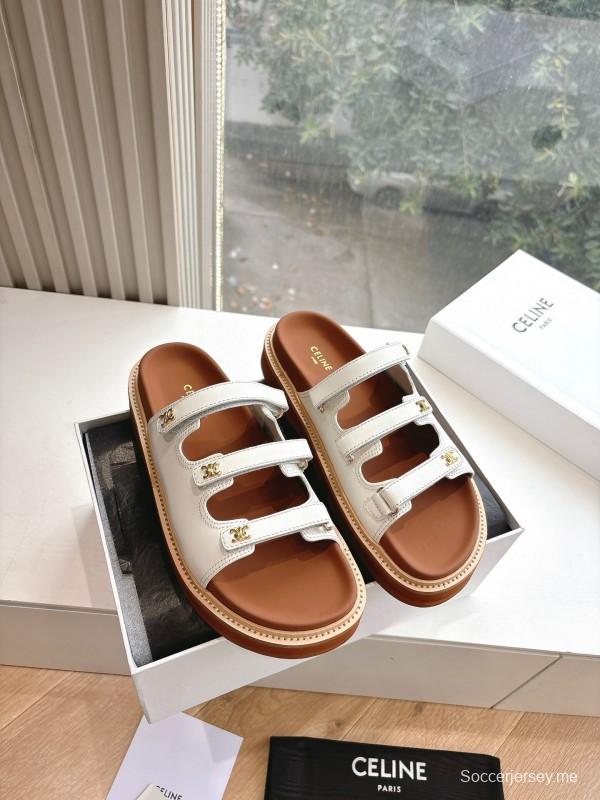 2025 CELINE White Leather Sandals