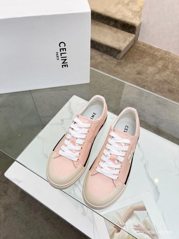 2025 Women Celine Pink Canvas Sneakers LY00210