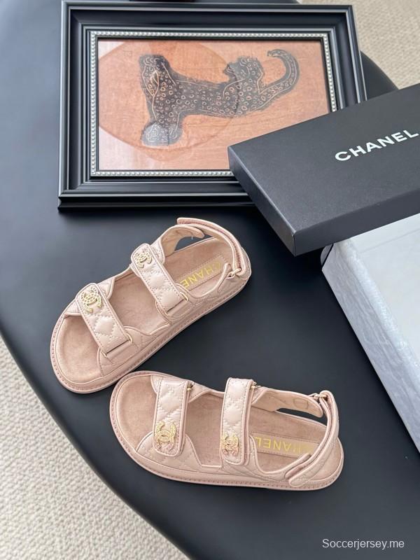 2025 Women Chanel Beige Leather Sandals LY00320
