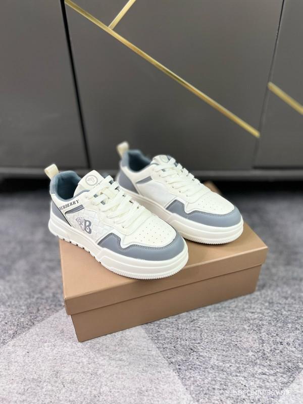 2024 Unisex Burberry White Grey Leather Casual Shoes MJ00251