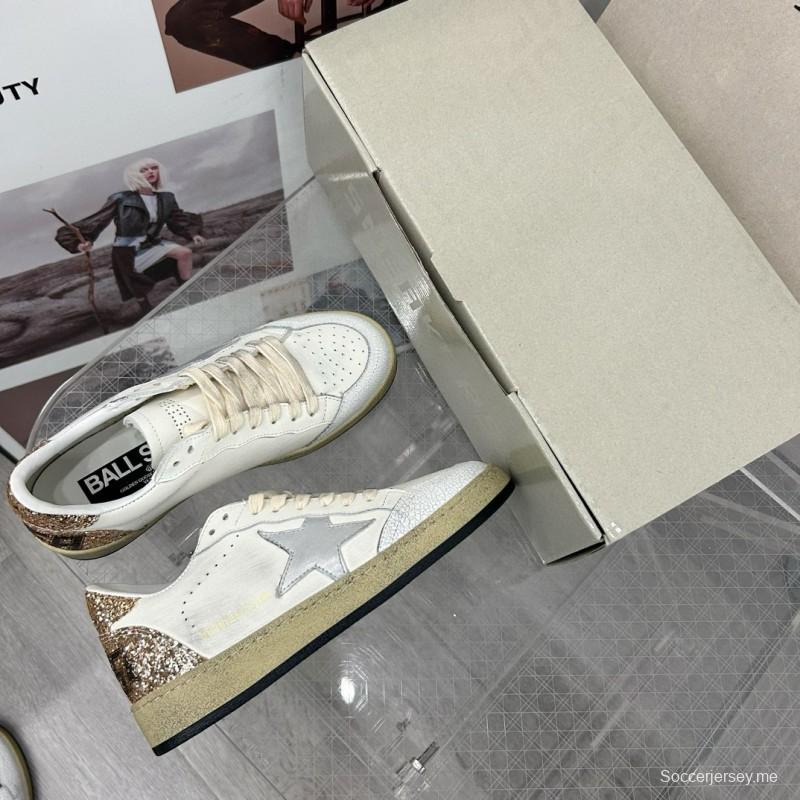 2024 Unisex GGDB White Silver Glitter Leather Sneakers MJ00260