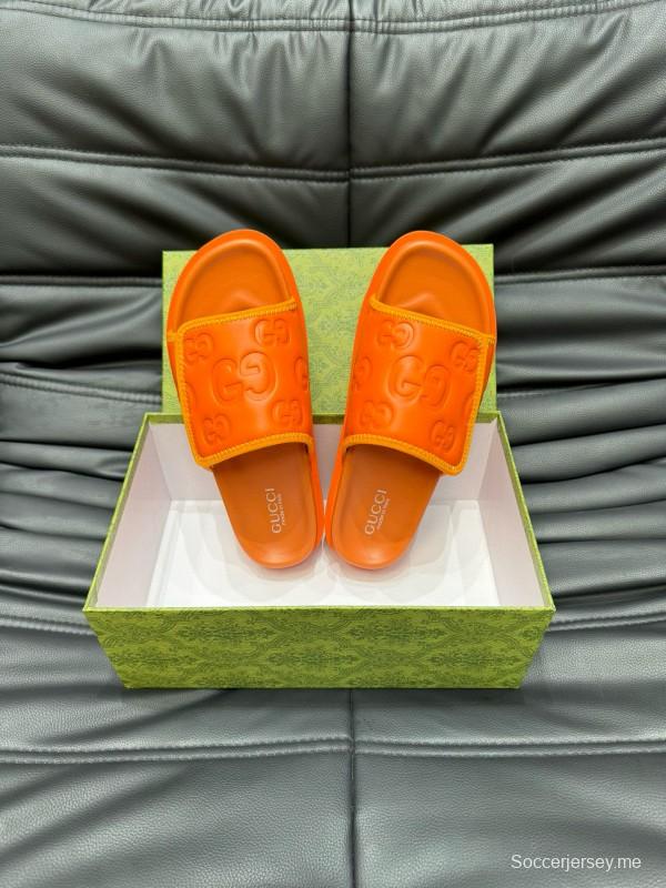 2024 GUCCI orange leather slippers MJ00200