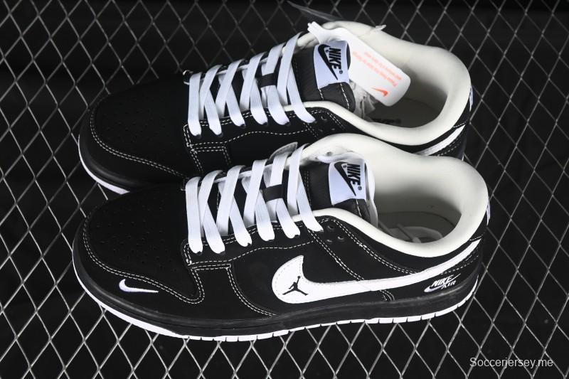 حذاء تزلج نايك SB Dunk Dunk Low All Black White Swoosh Anniversary الذكرى السنوية الراقية ذات الرقبة المنخفضة المخصصة - LW1818-117