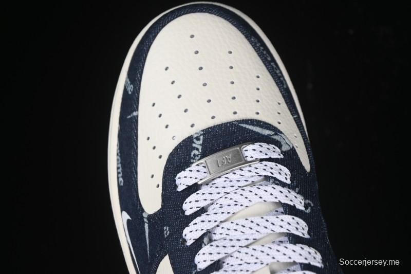 حذاء نايك اير فورس 1 '07 منخفض سوبريم سوبريم بالتعاون مع نايك بلو دينيم أبيض سووش سنيكرز كاجوال - LW9279-005