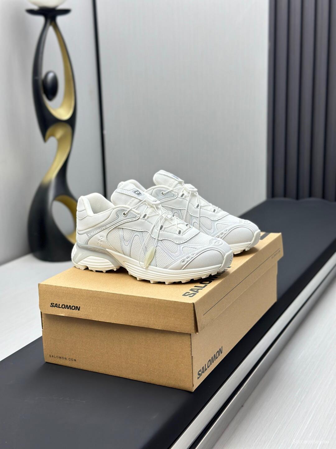 2025 Unisex Salomon White Cream Leather Mesh Sneakers AS00320