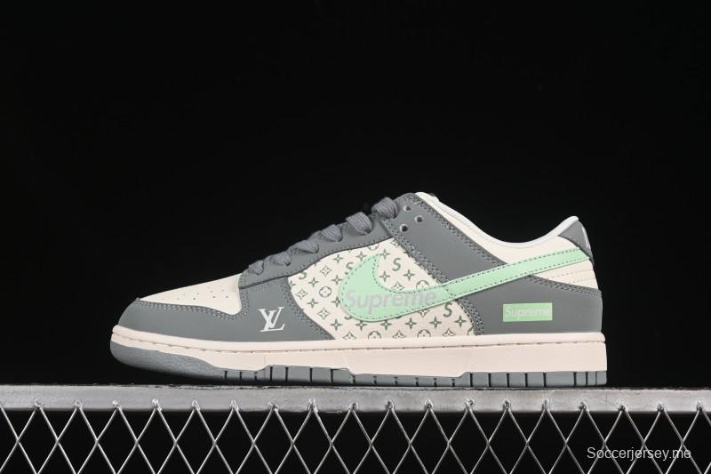 حذاء تزلج نايك SB Dunk Dunk Low LV Collaboration الذكرى السنوية الرمادية حذاء تزلج كاجوال منخفض الرقبة مخصص للذكرى السنوية ZH2598-278