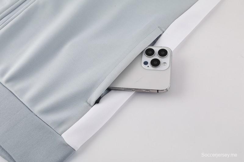 2025 سترة بسحاب كامل باللون الرمادي من نايك 2025 + بنطلون طويل