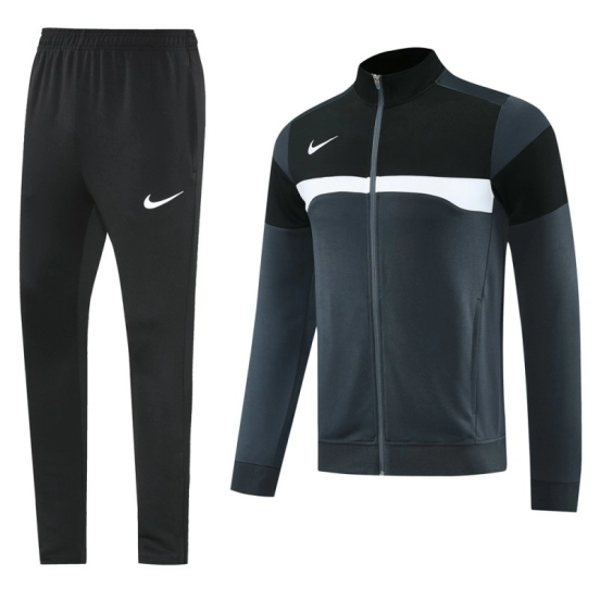 2025 Nike Black/Deep Grey Full Hoodie Zipper Jacket +Long Pants