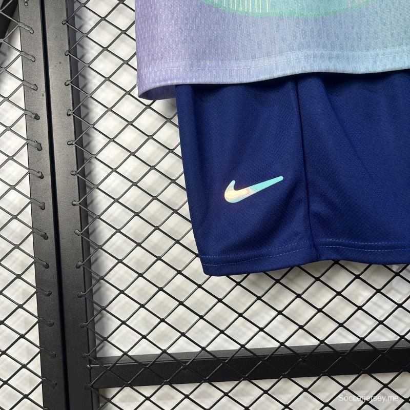 25/26 قميص برشلونة أزرق متدرج مع قميص سبوتيفاي للأطفال