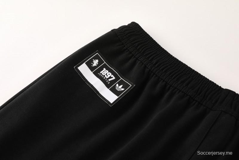 25/26 يوفنتوس جاكيت بغطاء أسود بغطاء أسود بسحاب كامل + بنطلون طويل