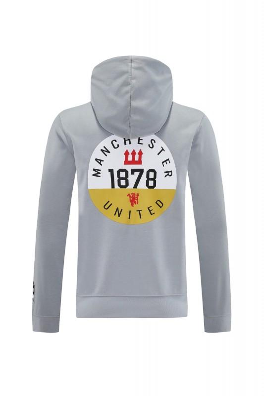 25/26 مانشستر يونايتد هويد جاكيت بسحاب كامل رمادي اللون هويد 25/26 مانشستر يونايتد + بنطلون طويل