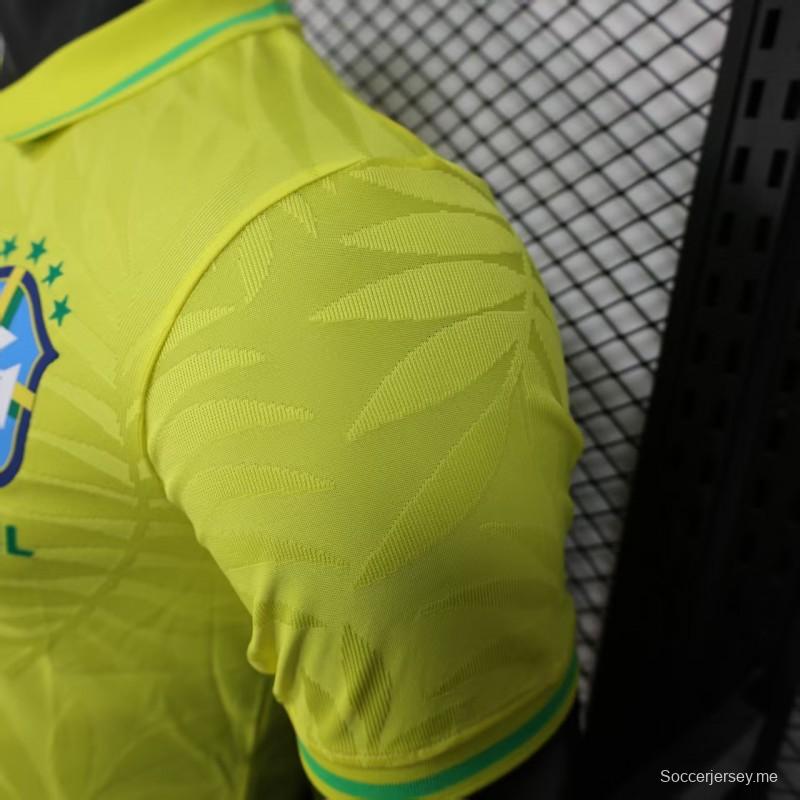 إصدار اللاعب 2025 قميص البرازيل كلاسيكي أصفر كلاسيكي منزلي