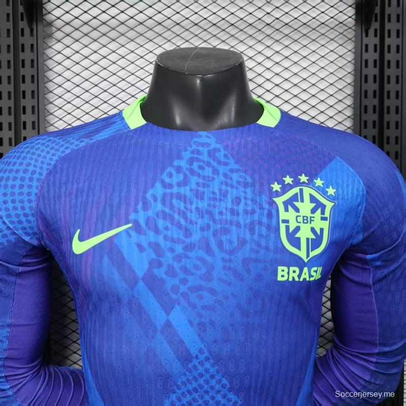 إصدار اللاعب 2025 قميص البرازيل بأكمام طويلة الأكمام خارجي 2025