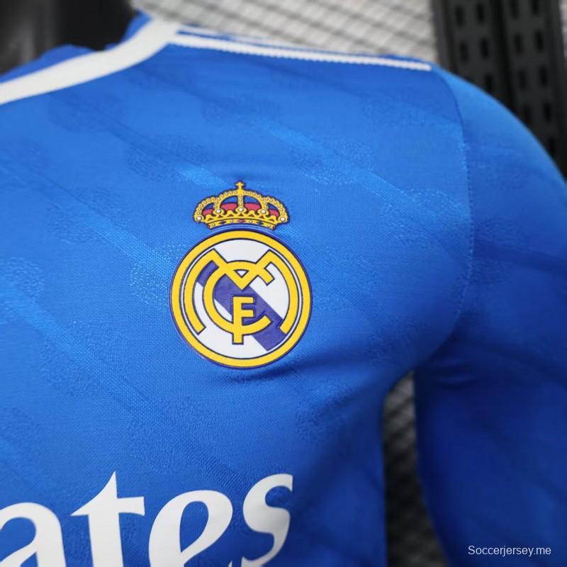 إصدار اللاعب 25/26 قميص ريال مدريد الثالث أزرق طويل الأكمام أزرق اللون