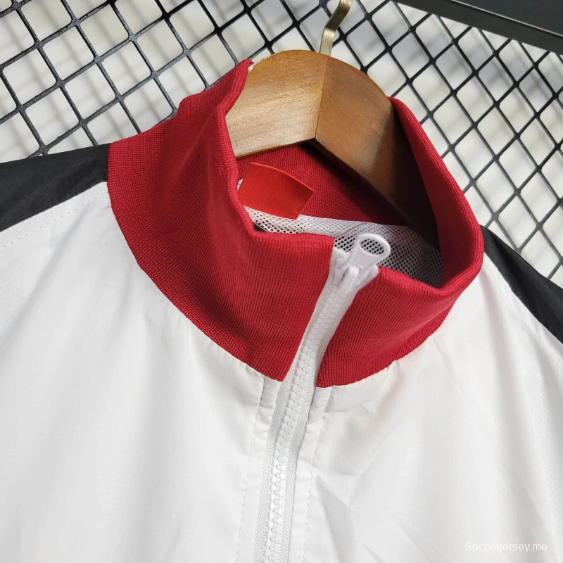 25/26 جاكيت ليفربول سترة واقية من الرياح أبيض اللون أبيض