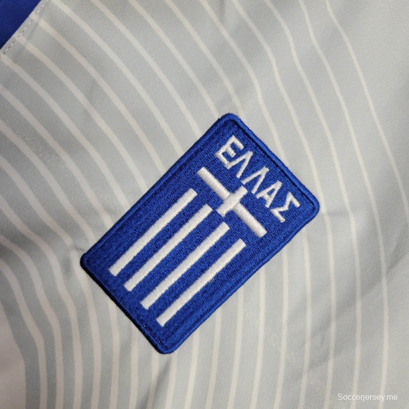 2025 جاكيت اليونان جاكيت أبيض/أزرق واقي من الرياح