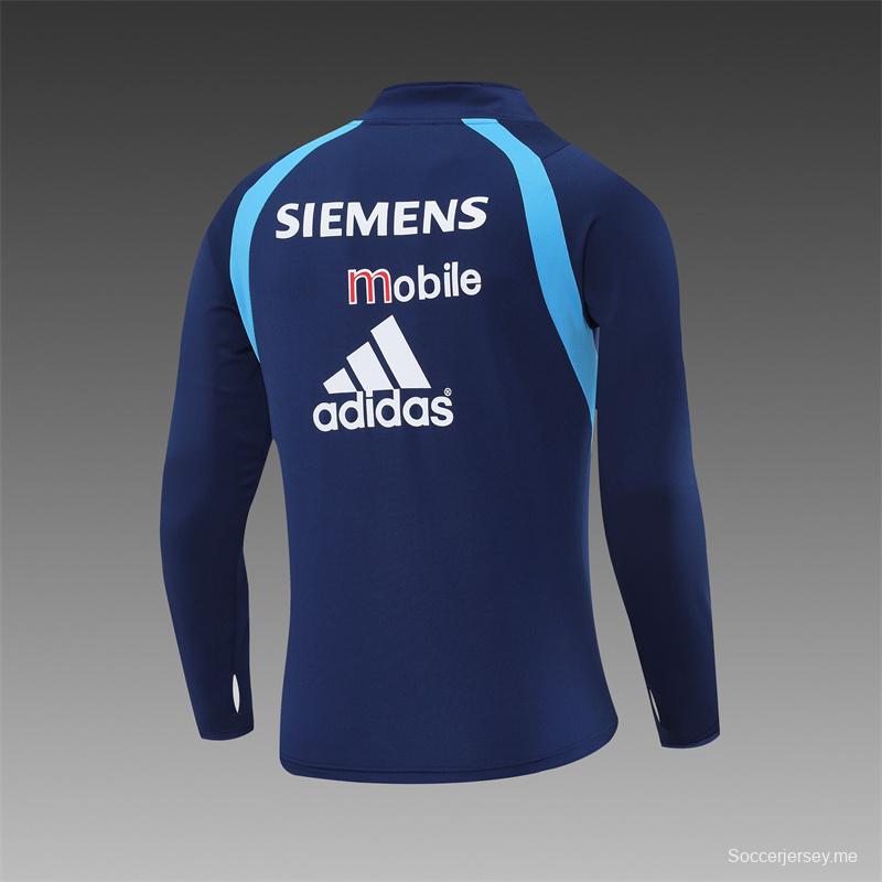 Retro 03/04 Real Madrid Royal Blue Half Zipper Jacket