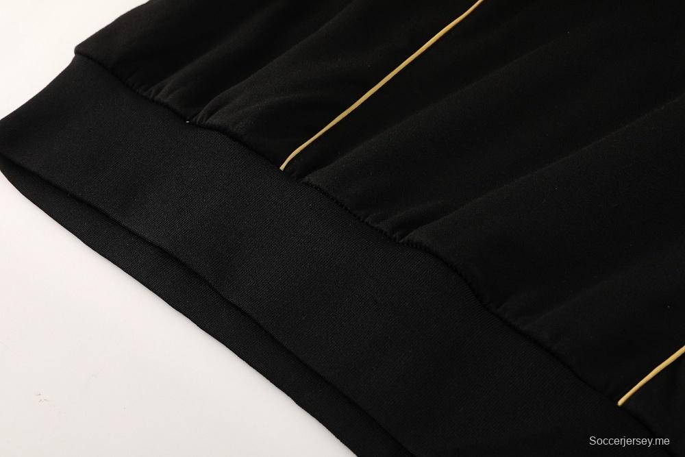 25/26 أرسنال جاكيت أسود كامل بسحاب أسود + بنطلون طويل