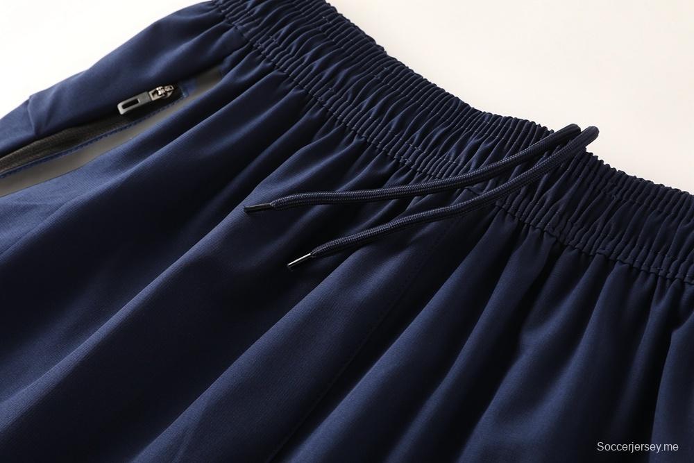 25/26 أديداس أديداس هودي أزرق داكن بجاكيت كامل بسحاب + بنطلون طويل