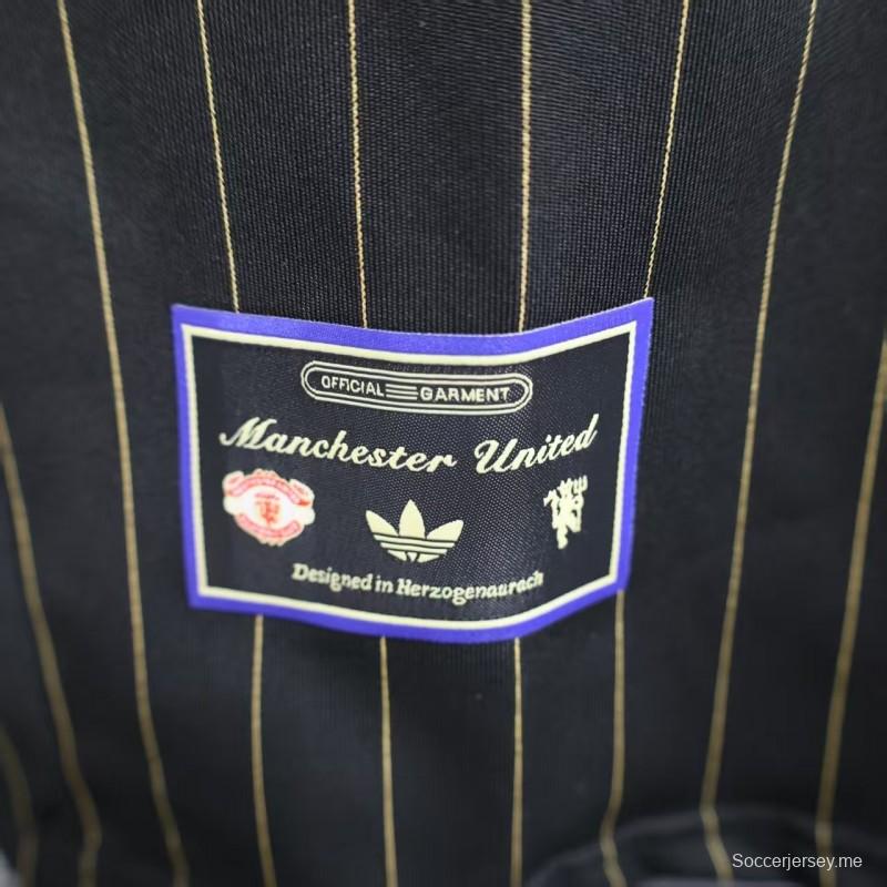إصدار اللاعب 25/26 قميص مانشستر يونايتد كاجوال أسود اللون أسود اللون أسود كاجوال