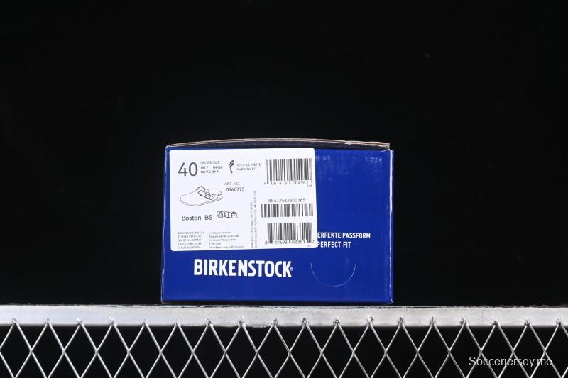 سلسلة صنادل بيركنستوك بجزء علوي من الجلد الناعم ونعل وسطي من المطاط الفلين - نبيذ أحمر