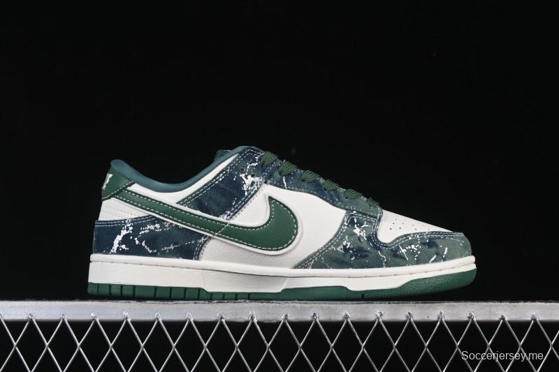 Nike SB Dunk Low BAPE Collaboration White Army Green Anniversary High-End Custom Low-Top Casual Skate Shoes - SC0601-465