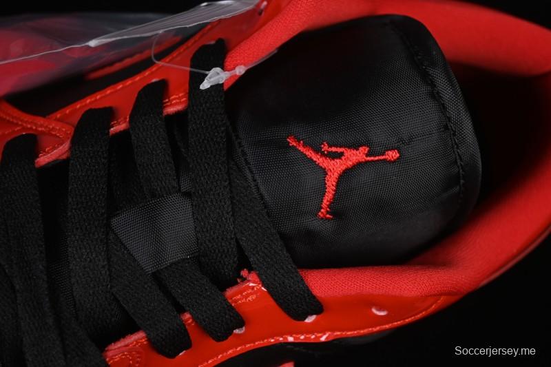 نايك اير جوردان 1 اير جوردان 1 لاو AJ1 جلد براءات الاختراع AJ1 حذاء رياضي كاجوال أسود أحمر منخفض القمة HV4089-006