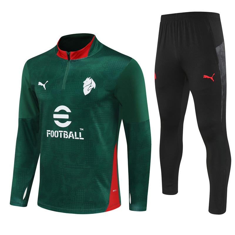 25/26 AC Milan Green Camouflage Half Zipper Jacket+Long Pants