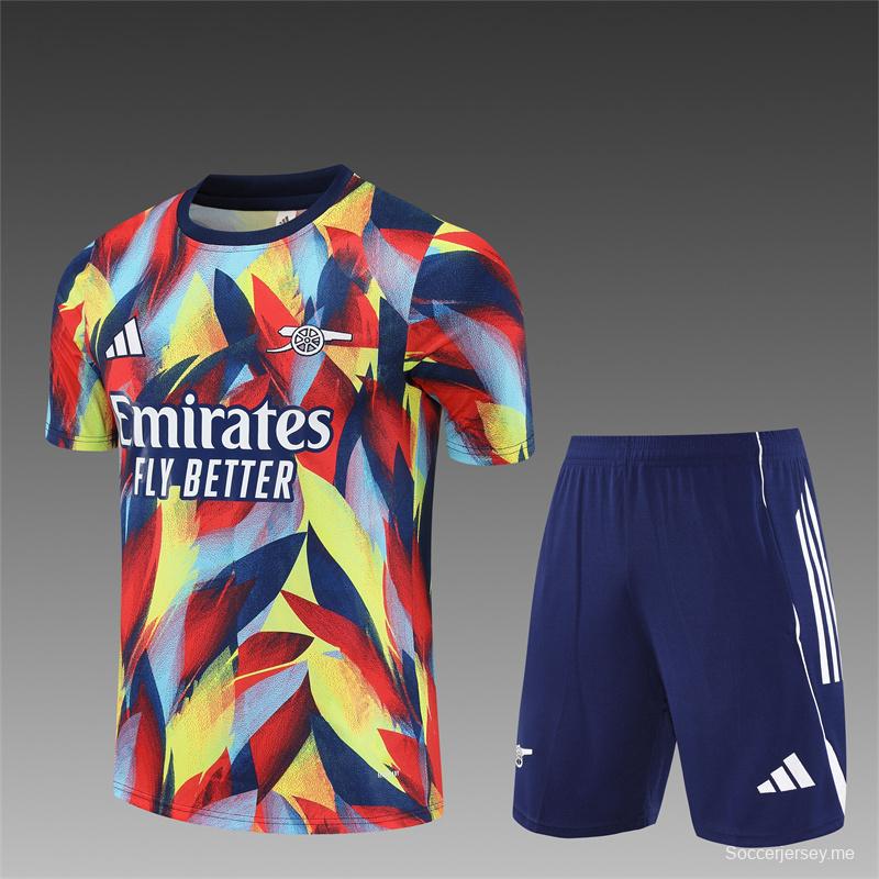 25/26 Arsenal Yellow Red Camouflage Short Sleeve Jersey+Shorts With XS