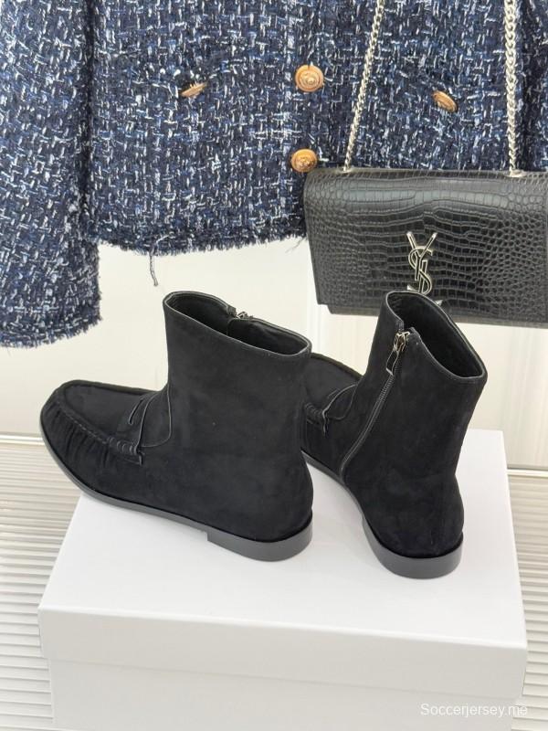 Saint Laurent YSL Letter Loaf Short Boots with Pleated Edge - KFY00430