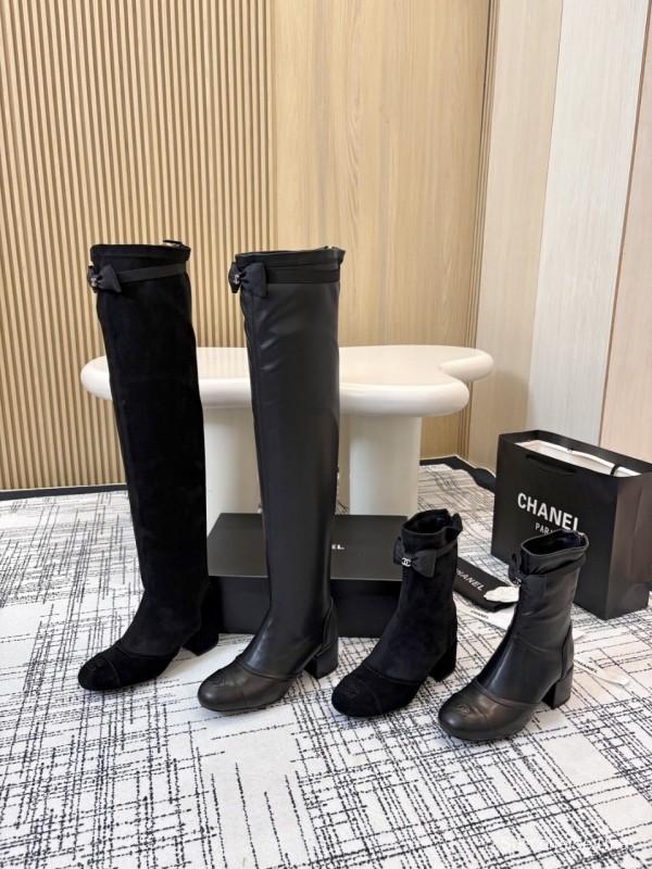 Chanel Classic Chunky Heel Back Zipper Ankle Boots - LY00320