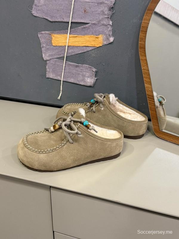 UGG 2025 SS Wool Slippers with Retro Buckle - KFY00240