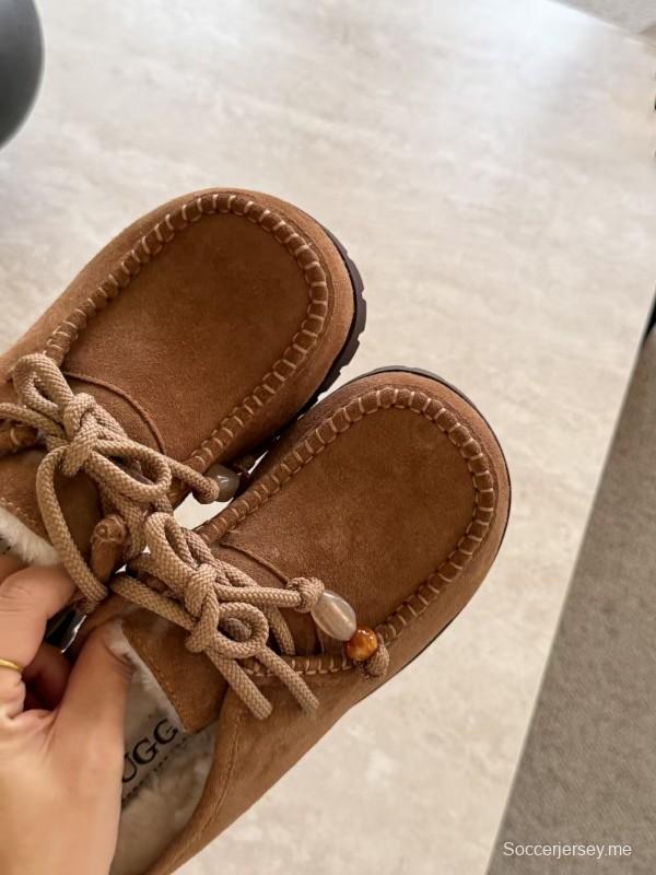 UGG Fall Winter New Potato Wool Slippers Retro Acrylic Buckle Design - KFY00250