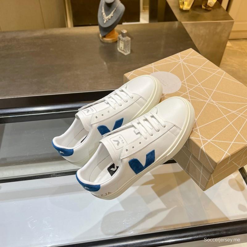 VEJA Classic White Sneakers V Logo Lace-Up Retro Flat Platform Casual Sports Shoes - LY00220