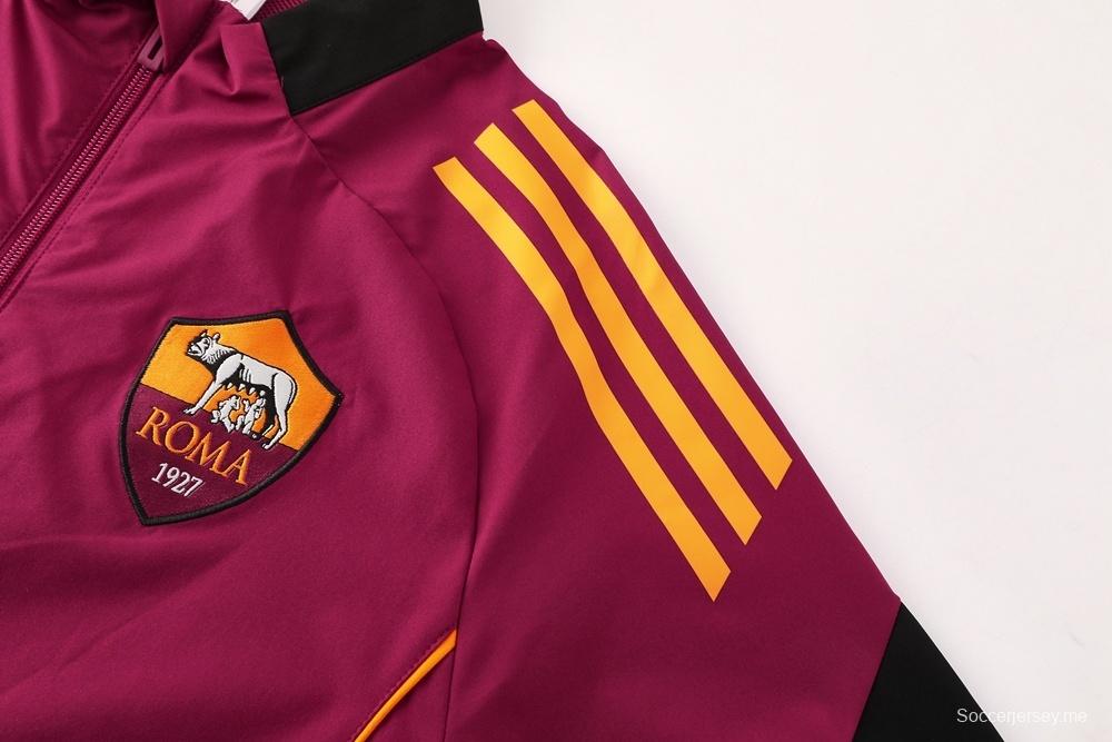 25/26 AS Roma مارون S-3XL كسترة نصف سحاب + بنطلون طويل + بنطلون طويل