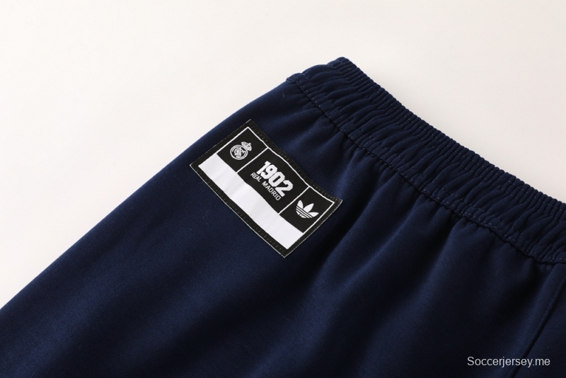 25/26 ريال مدريد جاكيت أزرق ملكي نصف سحاب أزرق + بنطلون طويل S-2XL