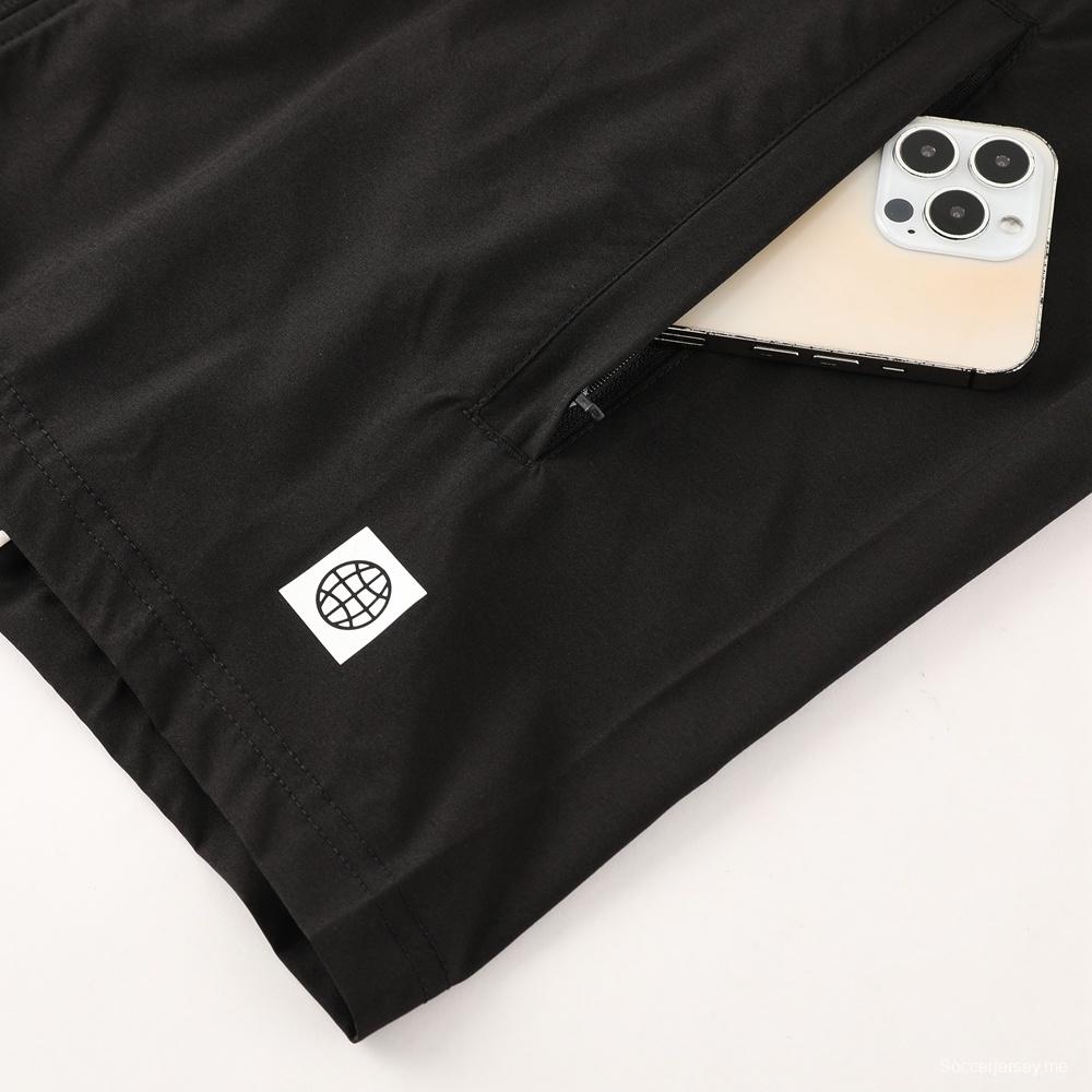 2025 أديداس 2025 جاكيت أسود نصف سحاب أبيض أسود + بنطلون طويل S-2XL