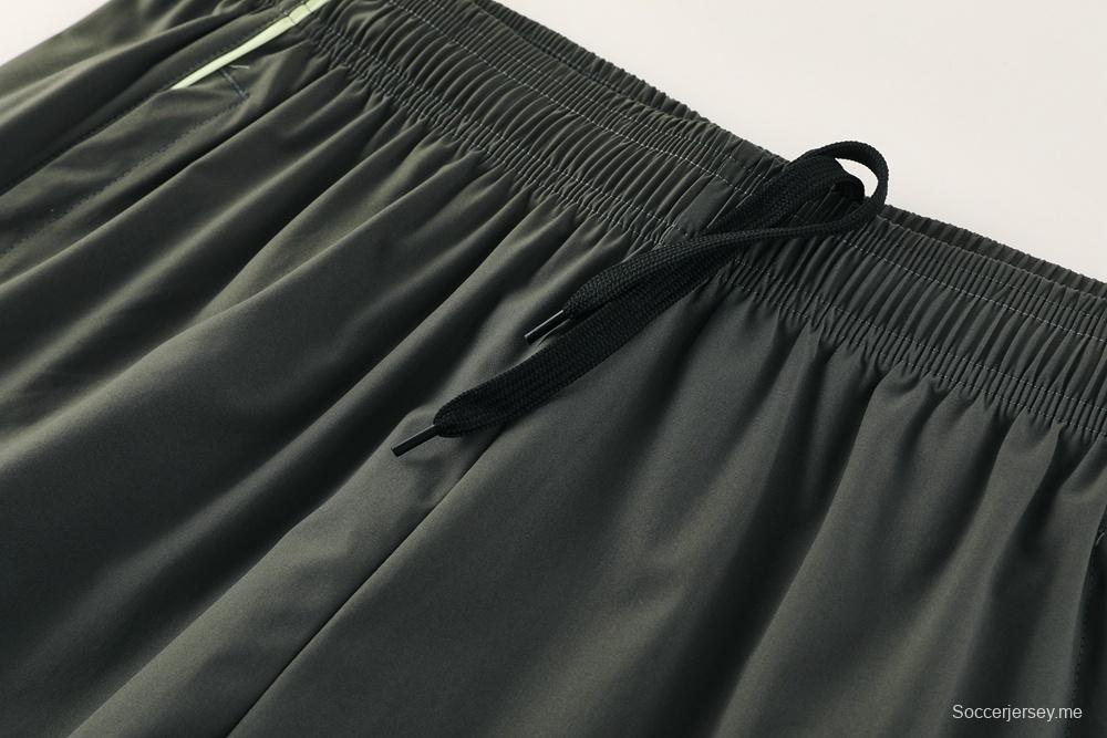 25/26 ريال مدريد جاكيت أخضر داكن نصف سحاب أخضر + بنطلون طويل S-3XL