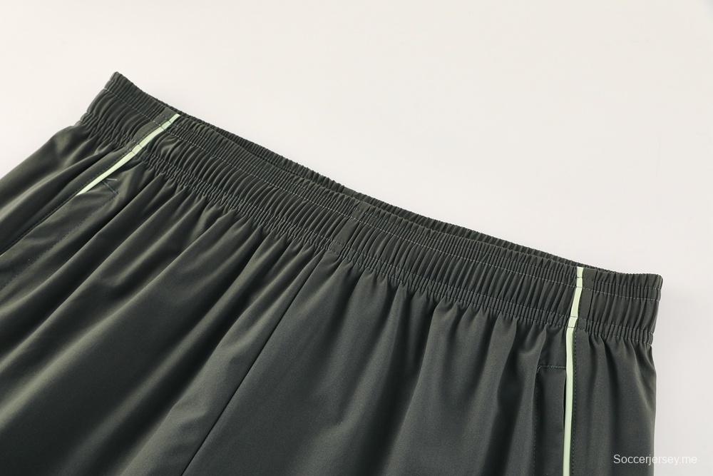 25/26 ريال مدريد جاكيت أخضر فاتح نصف سحاب أخضر + بنطلون طويل S-3XL