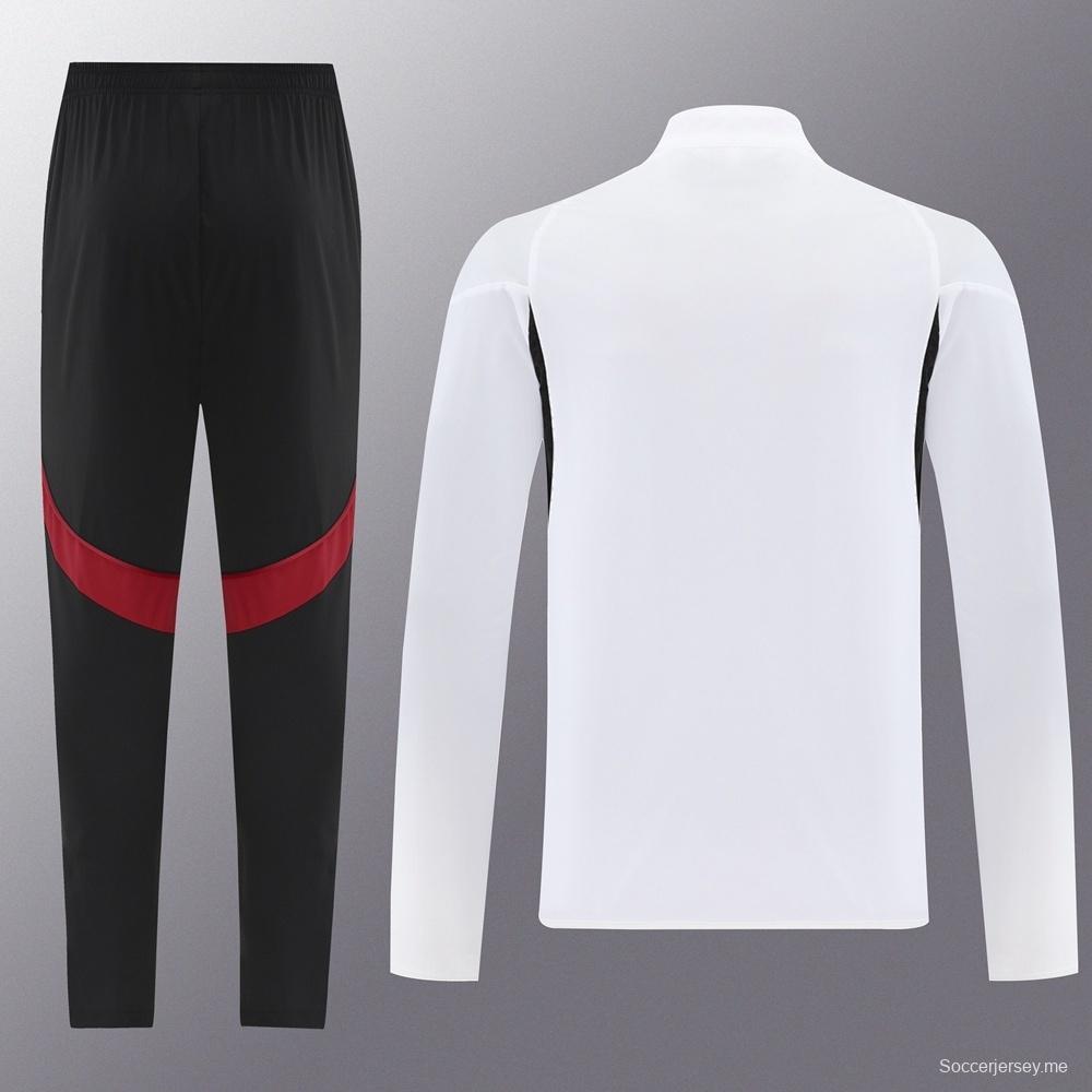 25/26 ليفربول أبيض S-2XL ليفربول سترة نصف سحاب + بنطلون طويل + أبيض S-2XL